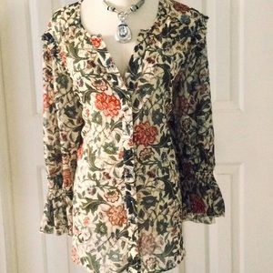 Democracy 1X Sheer Button Up Blouse